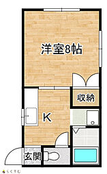 エクセレント開 1Kの間取図画像