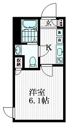 MidCUBE中台 1Kの間取図画像