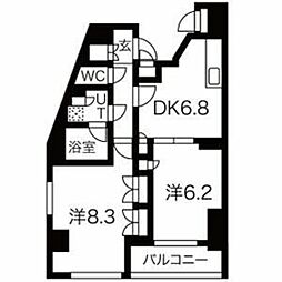 クレイシア戸越公園 2DKの間取図画像