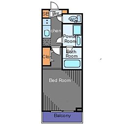 リヴシティ恵比寿 1Kの間取図画像