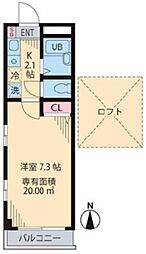 フローレンス武蔵境 1Kの間取図画像
