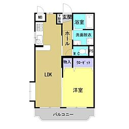 ユーミーきりしま 1LDKの間取図画像