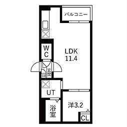 狭山市鵜ノ木アパート 1LDKの間取図画像