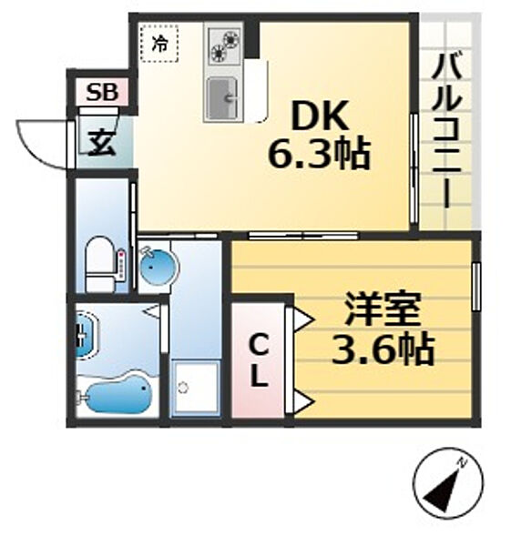 兵庫県神戸市兵庫区大開通５丁目(賃貸アパート1DK・1階・25.32㎡)の写真 その2