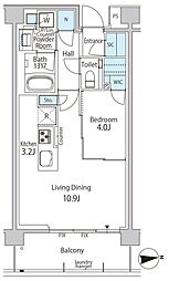 グリーンレジデンス赤坂 1LDKの間取図画像