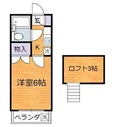 セドルハイム三鷹C 1Kの間取図画像