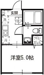 MELDIA入間市 1Kの間取図画像
