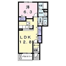 ミアマーユB 1LDKの間取図画像