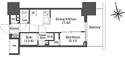 バウスステージ中野 1DKの間取図画像