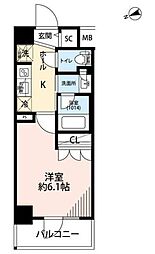 プレール・ドゥーク品川南大井 1Kの間取図画像