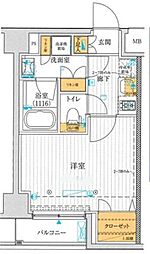 プレール・ドゥーク西新宿5丁目 1Kの間取図画像
