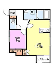神宮寺尾 1LDKの間取図画像