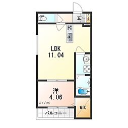 イル・フィオーレ一津屋 1LDKの間取図画像