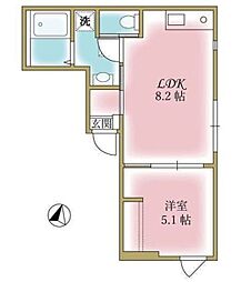ピークヴィレ東向島 1LDKの間取図画像