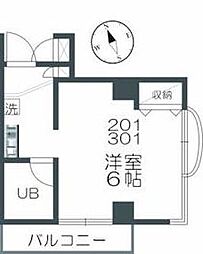 新井マンション ワンルームの間取図画像