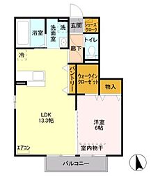 ラフィネドミール参番館 1LDKの間取図画像