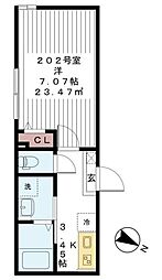 サニーコート坂井 1Kの間取図画像