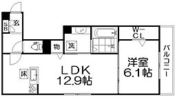カーサ・コチネッラ 1階1LDKの間取り