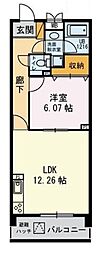 クレールメゾン新井 1LDKの間取図画像