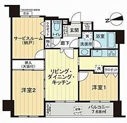 ライオンズシティ武蔵小金井 2SLDKの間取図画像