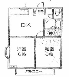 エステートピア川越岸町 2DKの間取図画像