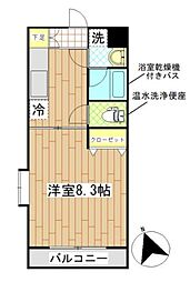 アネックスさつき 1Kの間取図画像