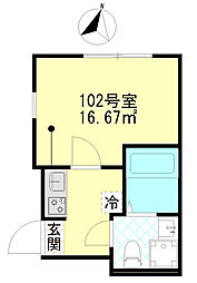 ブローテ四ツ木 1階1Kの間取り