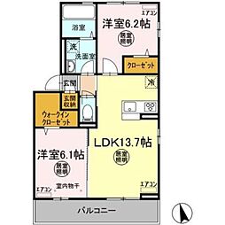 フォルトゥナ 2LDKの間取図画像