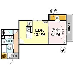 D'Bless中野島 1LDKの間取図画像
