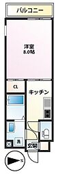 イーストバリュー弦巻 1Kの間取図画像