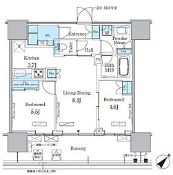 晴海フラッグ ポートヴィレッジ B棟 3階2LDKの間取り