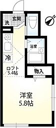 ロイヤルハイツ鶴見 1Kの間取図画像