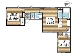 Heim Komorelia 1階1SLDKの間取り