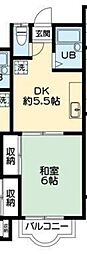 ラトウルハイツ 1DKの間取図画像
