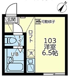 ユナイト七島アルカシオン ワンルームの間取図画像