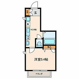 ワイズテラス 1Kの間取図画像