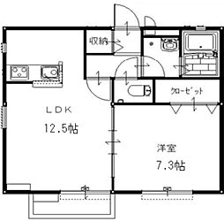 リヴィエール 1LDKの間取図画像