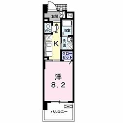 グレイスコート 1Kの間取図画像
