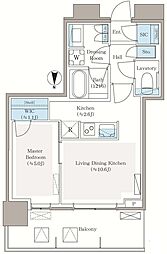 パークシティ中野ザタワーブリーズ 1LDKの間取図画像