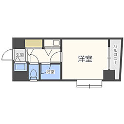 ドミ・エスポワール箱崎6 1Kの間取図画像