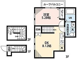 ヴィッラホーム弐番館 3階1DKの間取り