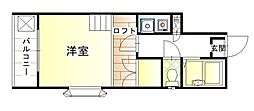 レオパレス曰佐2MDI 1Kの間取図画像