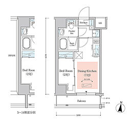 アーバネックス西新宿2 1DKの間取図画像