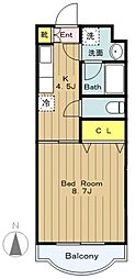 コンフィアンス 1DKの間取図画像