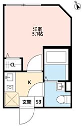 T.A北区上中里3丁目A棟 1Kの間取図画像