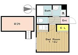 MapleEastHASHIMOTO 1Kの間取図画像