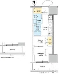 プラウドフラット四谷三丁目 13階1DKの間取り