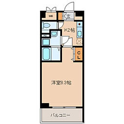 Castle伊都 1Kの間取図画像