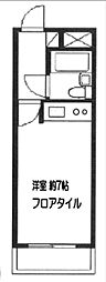 クレール御殿山 1Kの間取図画像
