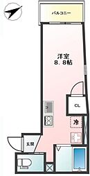 Glanz町屋2 ワンルームの間取図画像